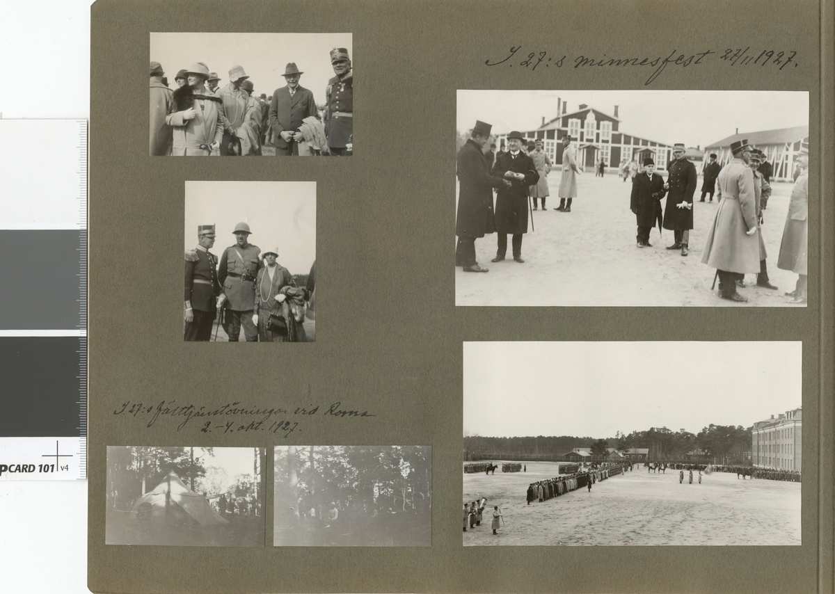Text i fotoalbum: "I 27:s fälttjänstövning vid Roma 2.-4. okt. 1927".