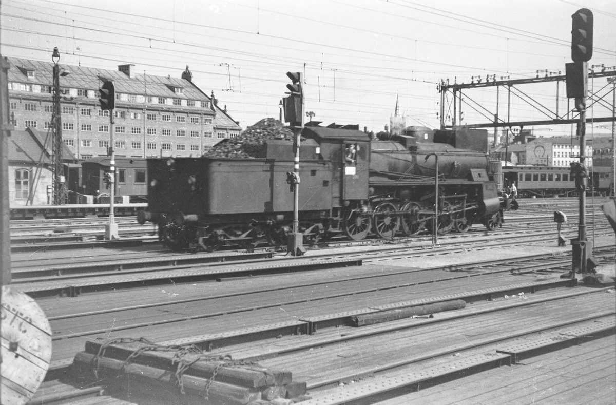 Damplokomotiv type 26c nr. 398 på Oslo Østbanestasjon.