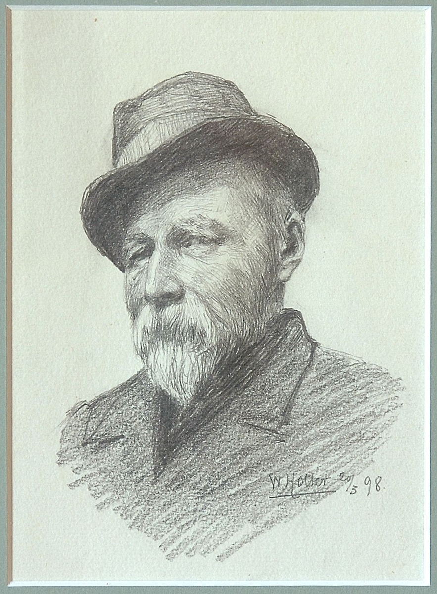 Portrett av mann med hatt og skjegg