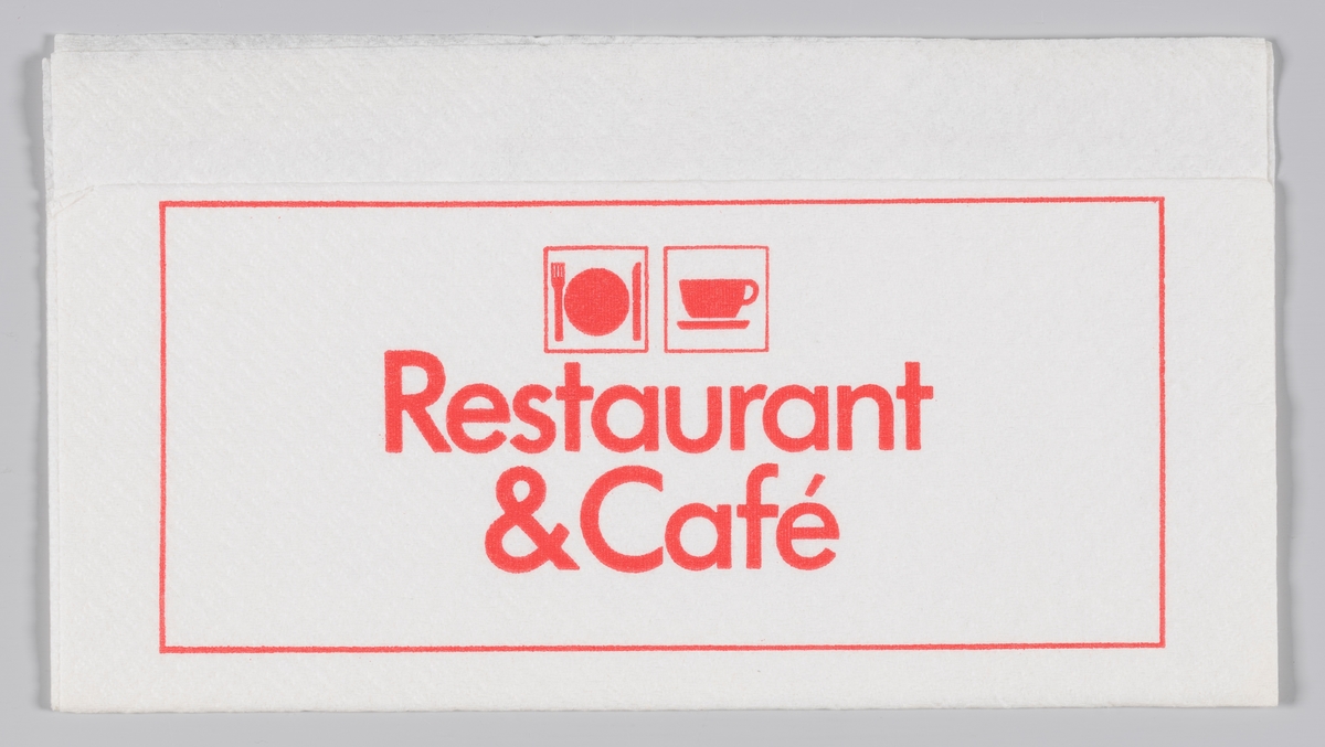 Et ikon med kniv og gaffel og et ikon med en kaffekopp og reklame for Ikea restaurant og cafè.
