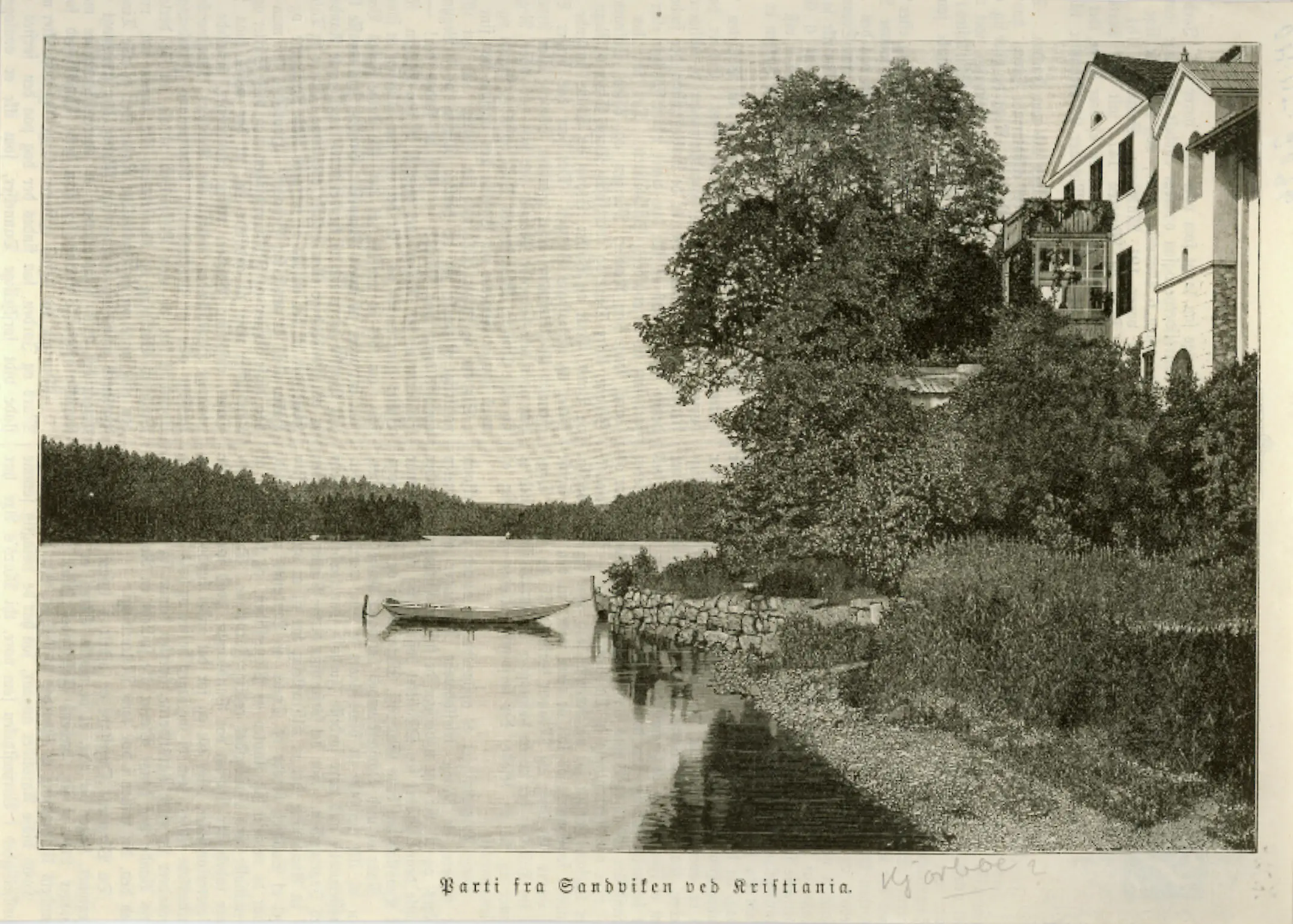 Kjørbo gård, Sandvika [xylografi] - Oslo Museum / DigitaltMuseum