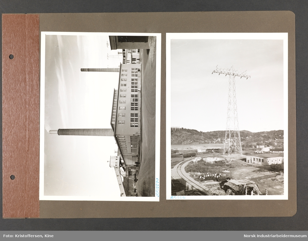 Fotoalbum med 50 sider og 69 innlimte fotografier fra Norsk Hydro på Herøya.