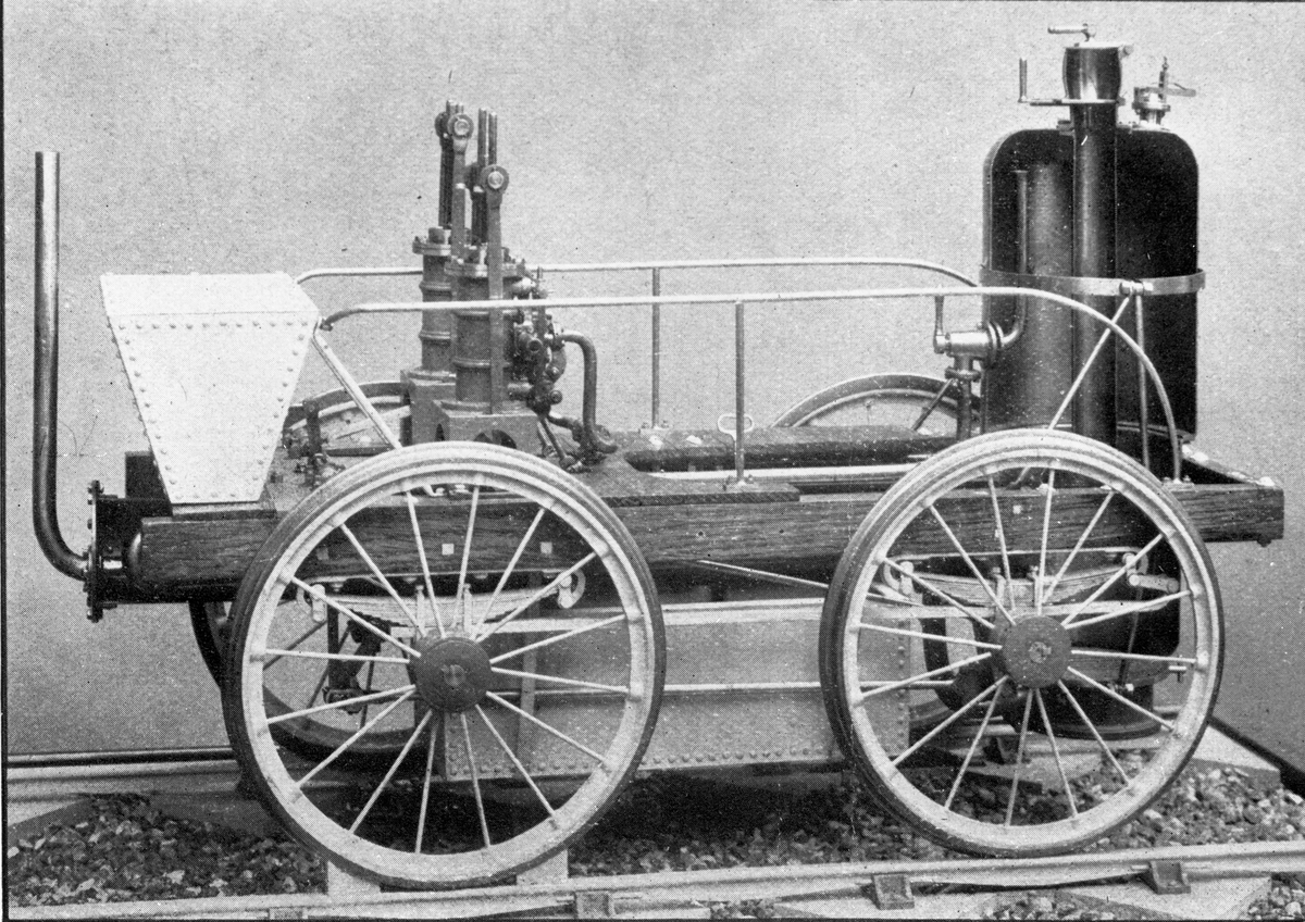 Modell av John Ericssons "Novelty" som tävlade vid Manchester-Liverpool järnbana mot bland annant "Rocket"