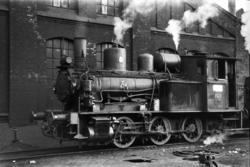 Damplokomotiv type 25a nr. 228 ved Gamlestallen i Lodalen i 