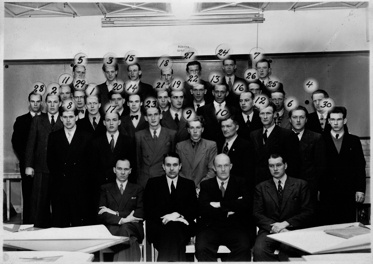 Deltagare på kurvmätningskurs 1947.