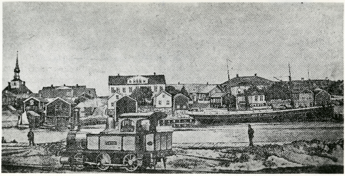 Hudiksvalls Järnväg, HJ Lok 3 "Forssa" vid hamnen 1871.