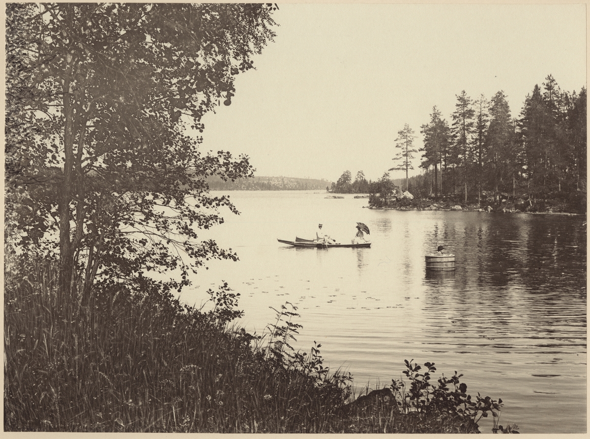 Flytande tunna på sjö vid Kloten cirka 1910.