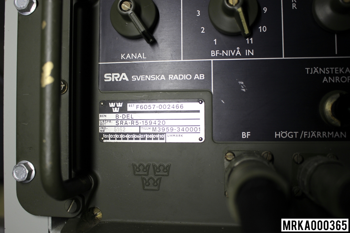 Radiolänk 345 B-del
Ursprungsbenämning: B-del
Ursprungsbeteckning: SRA-R5-159420