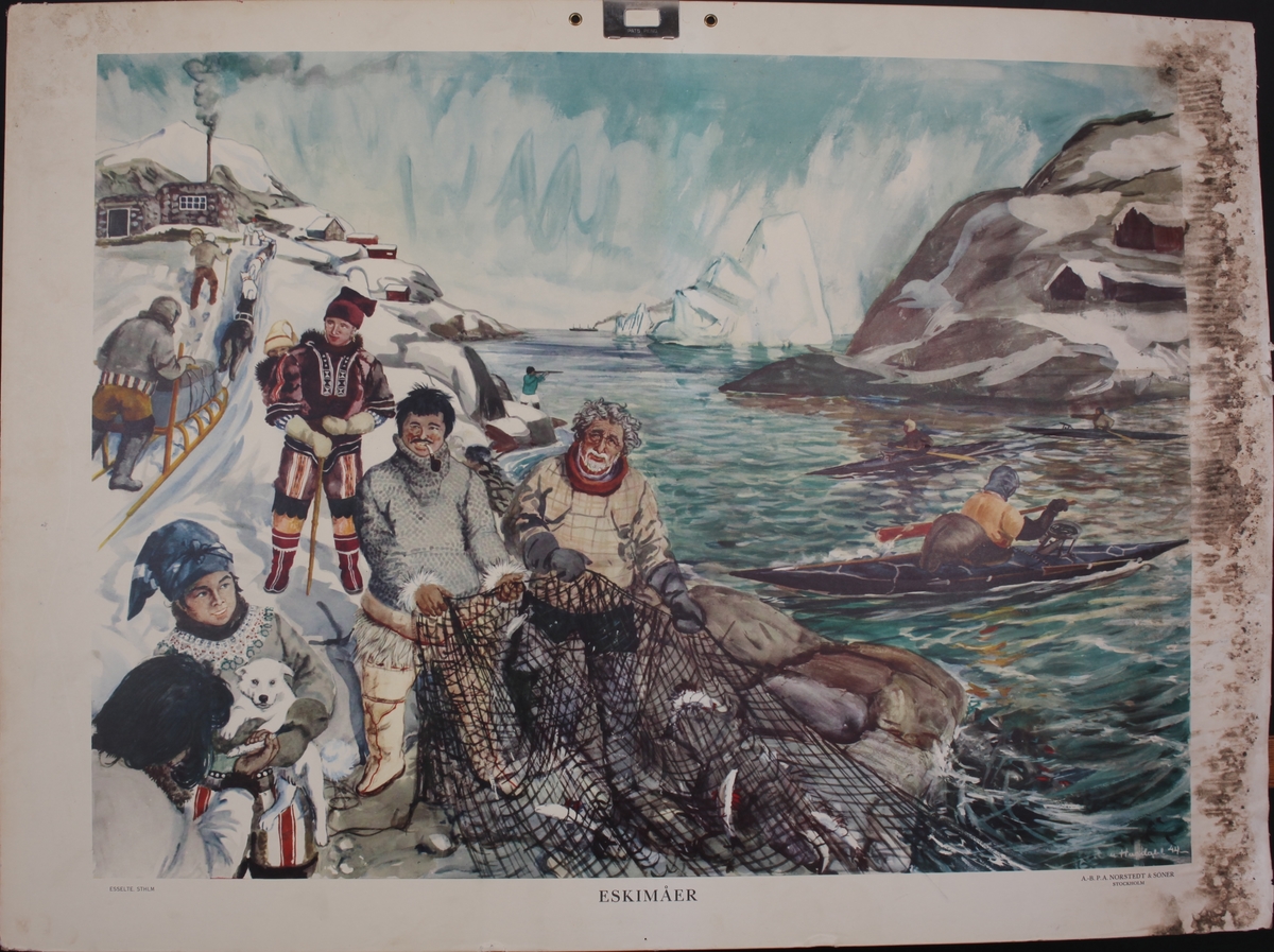 Motivet viser arktisk urbefolkning "eskimoer".