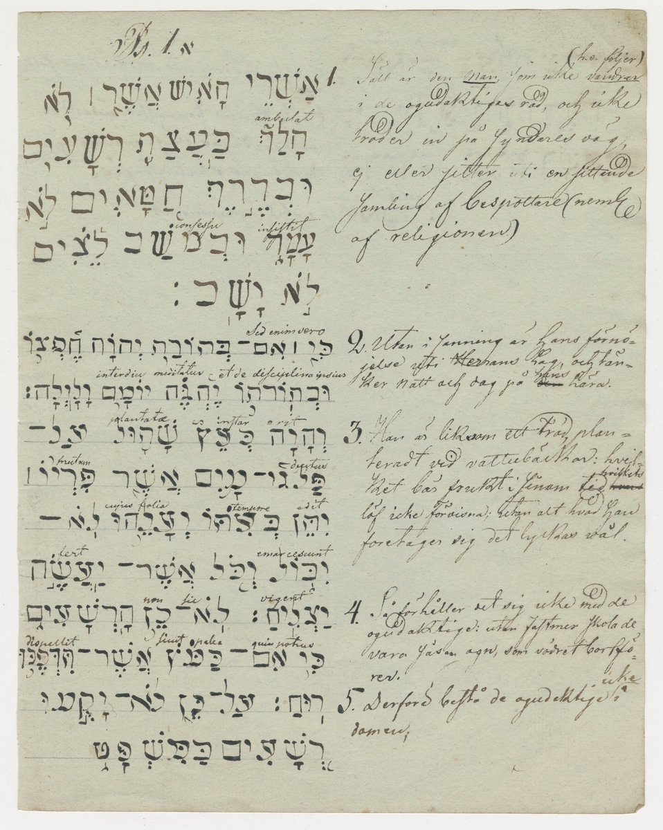 Sju psalmer ur Psaltaren med hebreisk parallelltext.