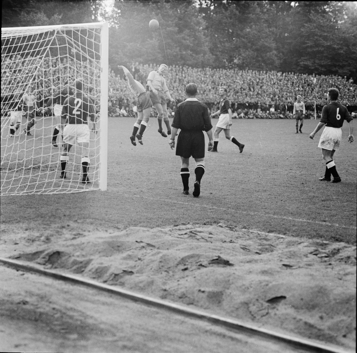 Sverige - Norge i B-landskamp i fotboll, Uppsala 1958