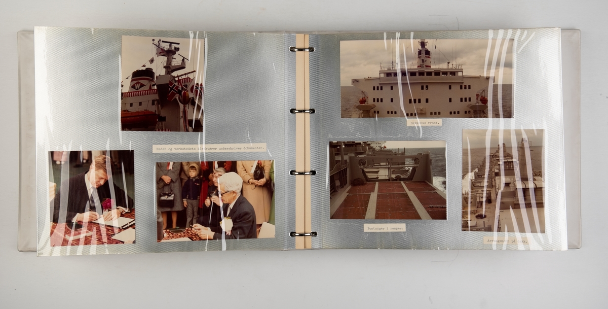 Album med fotografier av Anders Wilhelmsenrederienes skip 'Wilmina' og 'Wilmona', overlevering og dåp.