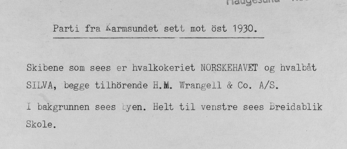 Parti fra Karmsundet sett mot øst, 1930.