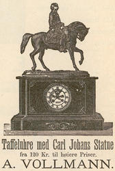Taffeluhre med Carl Johans Statue / fra 120 Kr. til høiere P