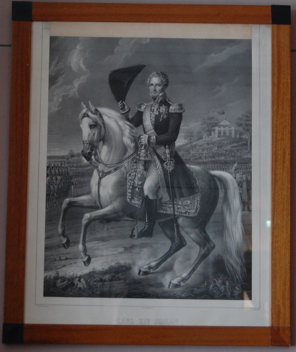 Portrett av Carl Johan til hest. 