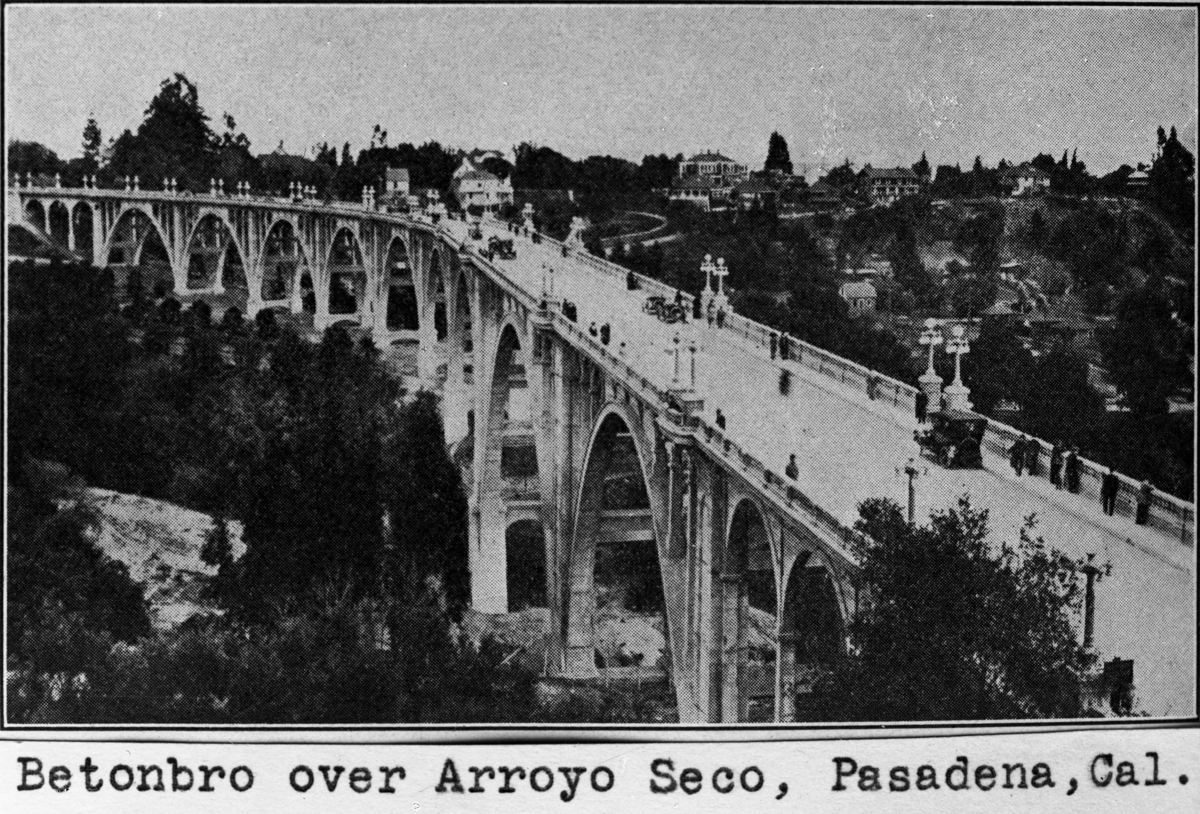 Avfotografering av "Betonbro over Arroyo Seco, Pasadena, Cal."