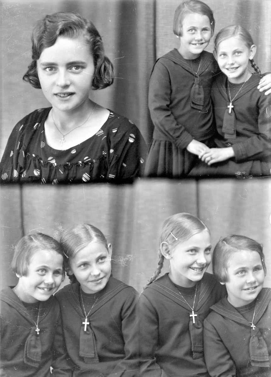 Portrett. Tre unge piker. Bestilt av Frk M. A. Hope