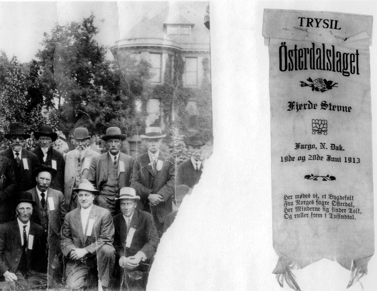 Østerdalslaget,Fjerde stevne,Trysil 1913 (avfotografert kopi i 4 deler).Gruppebilde.