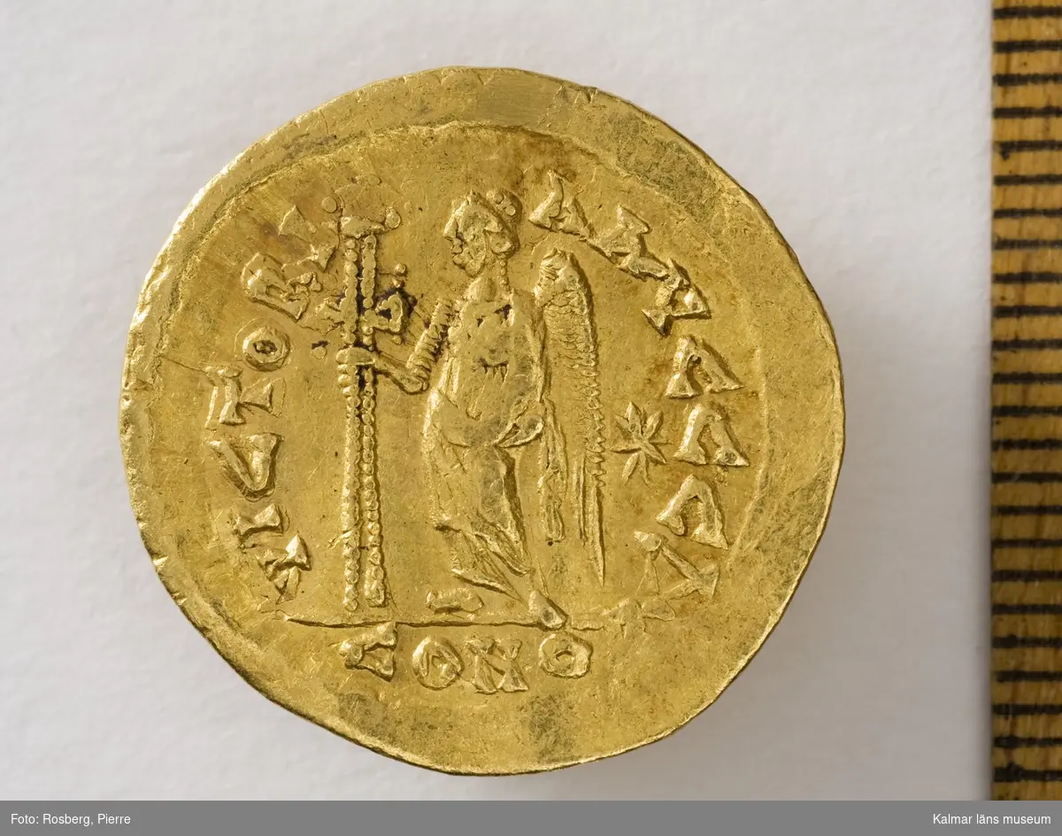 KLM 23575:7 Mynt, solidus, guld. Präglad för Leo I (457-474 e.Kr). Bestämning: F 434, RICX605.