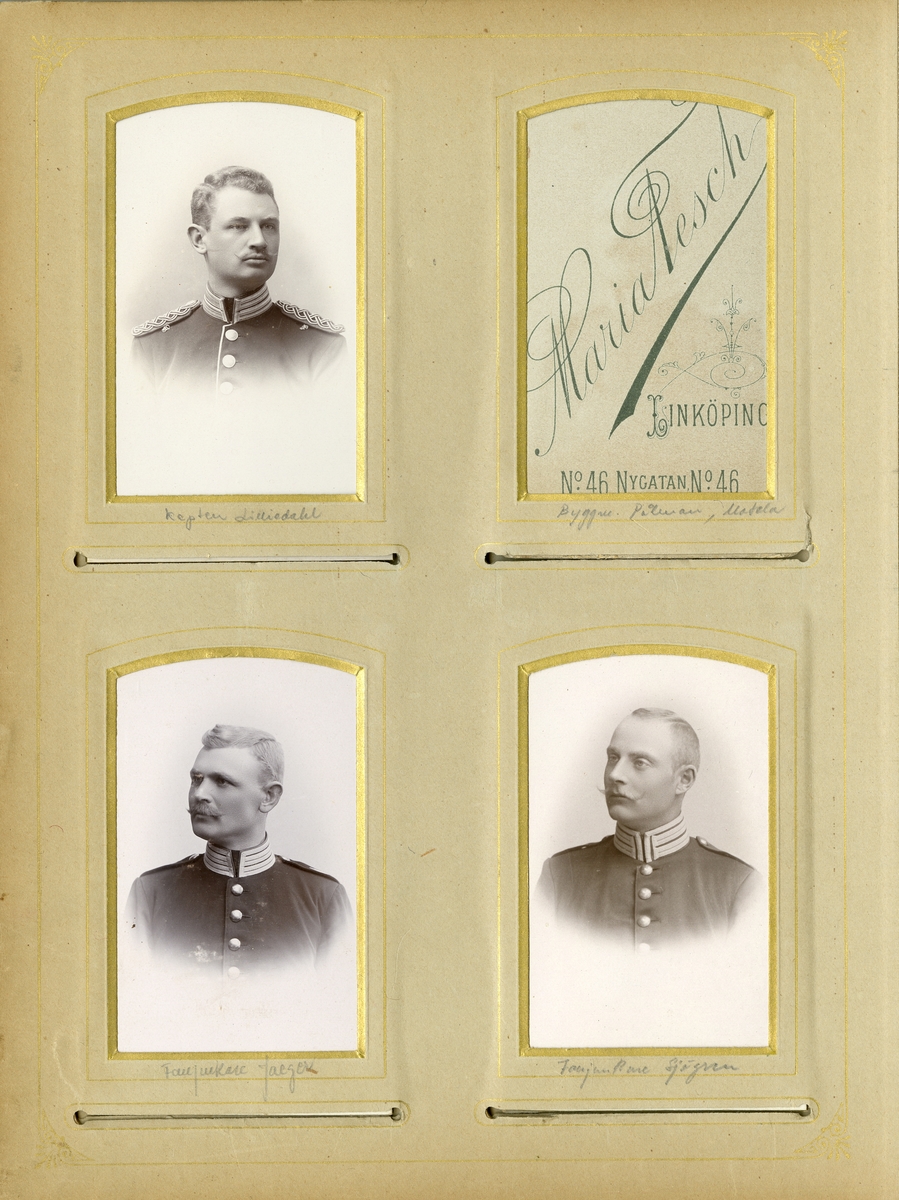Porträtt av Ernst Torsten Sigfrid Liljedahl, officer vid Första livgrenadjärregementet I 4.

Se även bild AMA.0009534 och AMA.0009550.