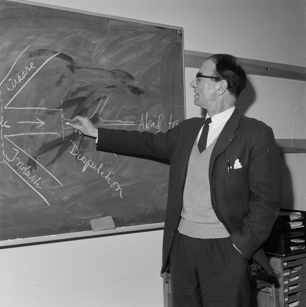 Biokemiska institutionen, professor Arne Tiselius, Uppsala, februari 1962
