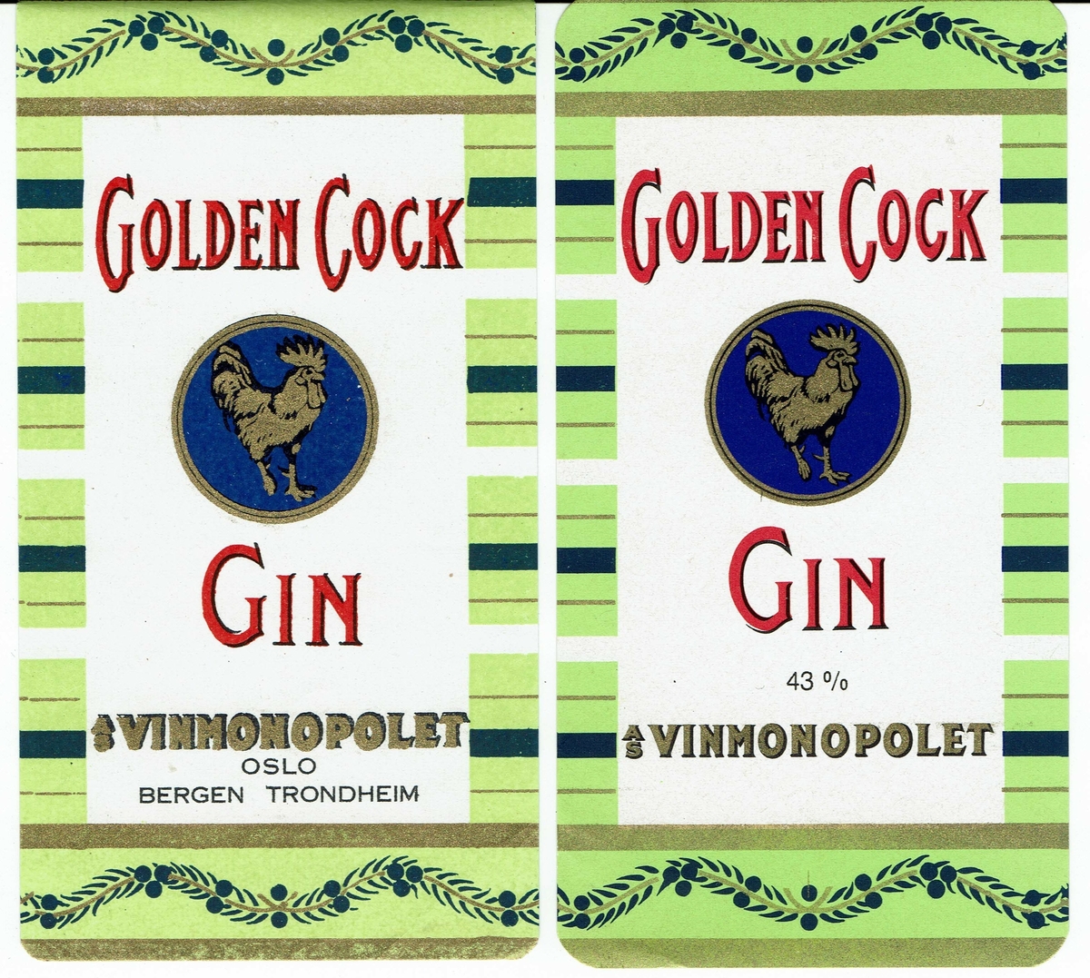 Golden Cock Gin. AS Vinmonopolet. 