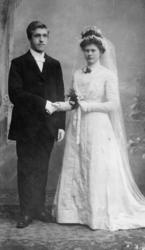 gruppebilde, bryllupsbilde, en mann og en kvinne, dress, bru