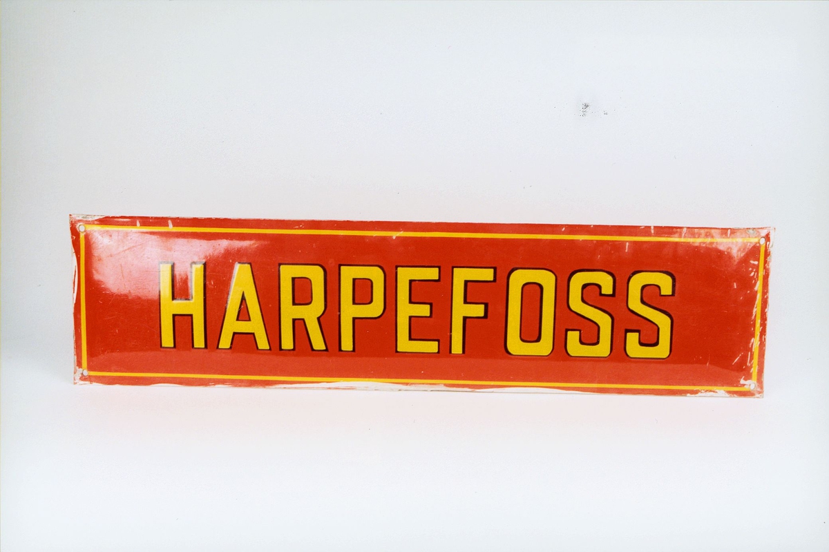 Postmuseet, gjenstander, skilt, stedskilt, stedsnavn, Harpefoss.