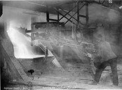 Hafslund Smelting Works. Tapping the Carbide Furnace