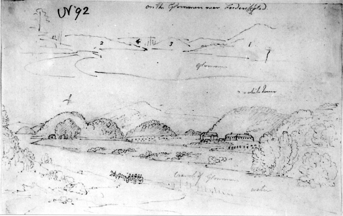 Glomma
Fra skissealbum av John W. Edy, "Drawings Norway 1800".