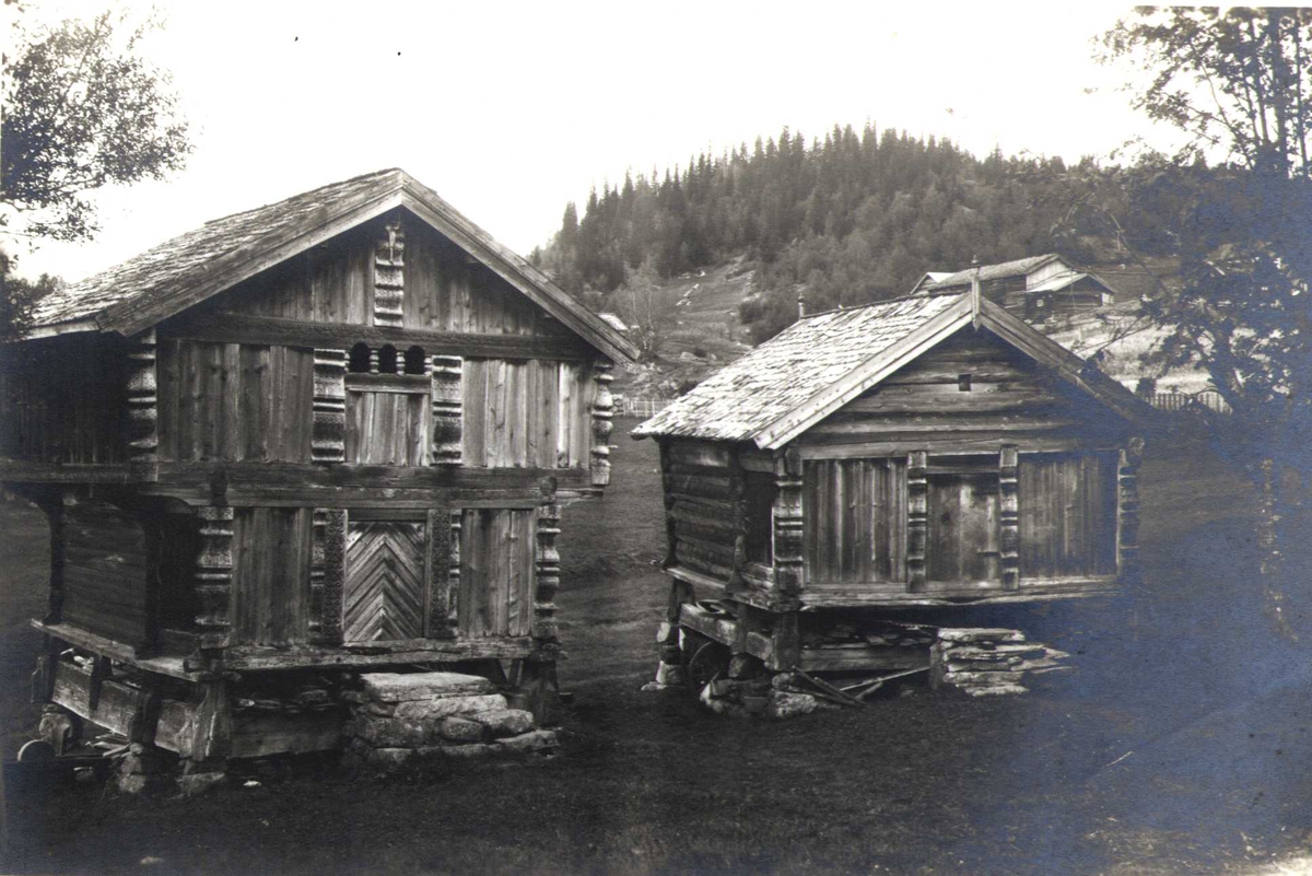 Loft og bur, Nordre Særen, Vinje, Telemark. Fotografert 1921.