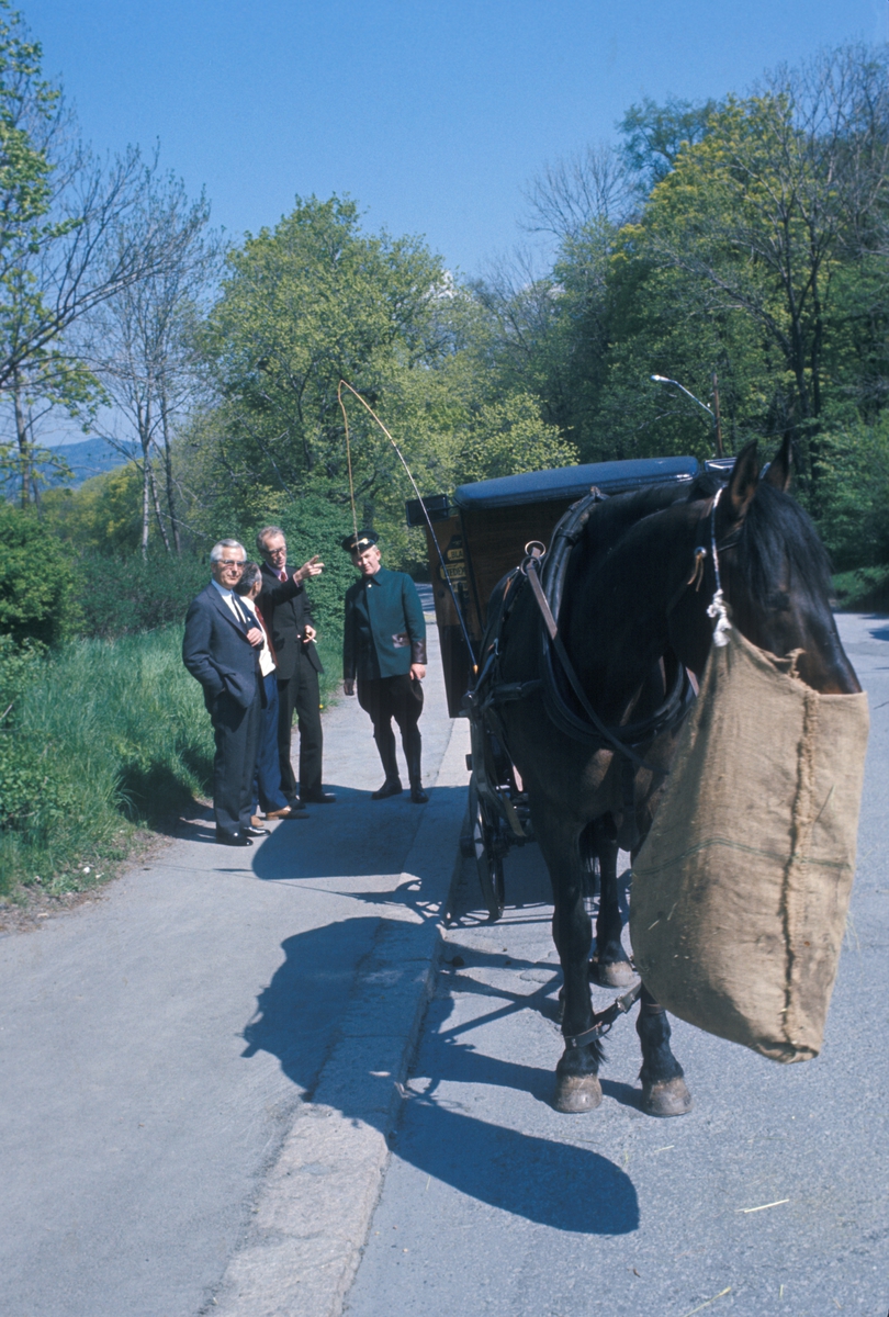 J. H. Andresen med familie kjører hest og vogn til Norsk Folkemuseum på Bygdøy.