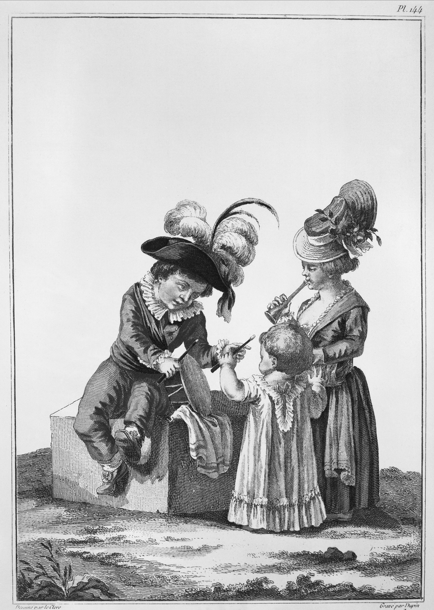 "Rousseau ivrade starkt för barnens rätt till bekväma kläder. För de mindre barnen föreslog han en ledig kolt, som lämnade fritt spelrum för deras rörelser. Publikationen Galerie des modes et Costumes Francais visade stort intresse för detta nytänkande, och på denna plansch från omkring 1780 ser vi dess version av kolten."