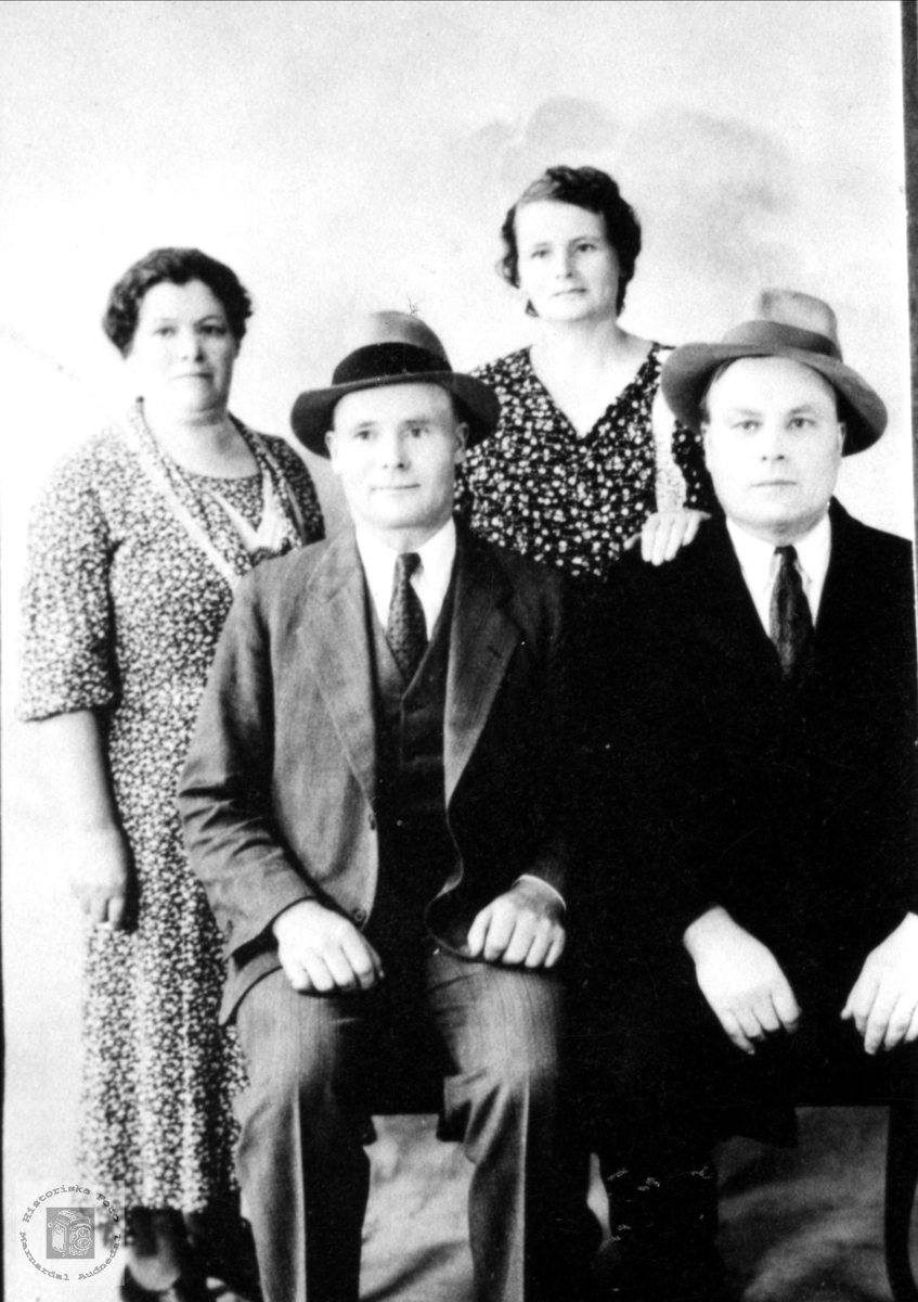 Portrett av fire søsken fra "Der heima" på Røynesdal i USA.