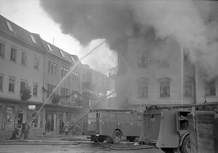 Brand i centrala Lysekil annandag jul 1966