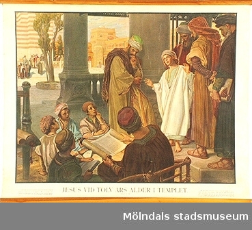 Skolkarta märkt nr 48.Jesu vid tolv års ålder i templet.