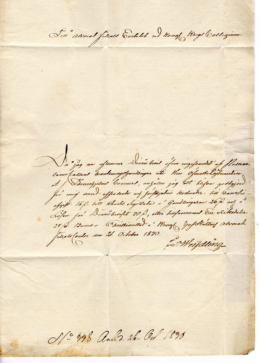 Förfilatelistiskt brev skickat från Kristianstad till Stockholm den 21 oktober 1830. 

Stämpeltyp: Normalstämpel 6