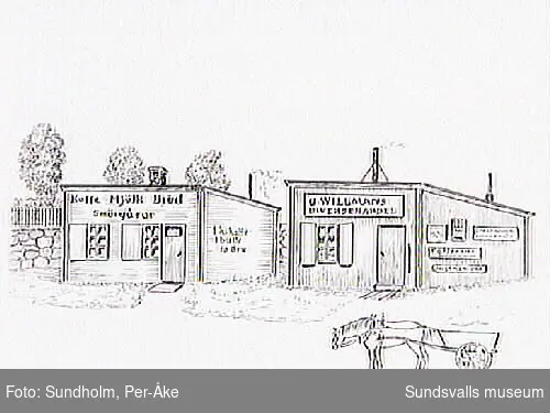 "Skolhusallén nedanför gamla Frälsningsarmén och nuvarande Handelsskolan på 1890-talet. Willman så kan man, sa Willman."