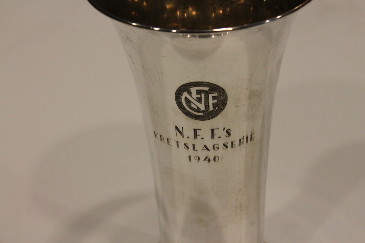 Pokal i sølv i forbindelse med NFFs kretslagsserie 1940