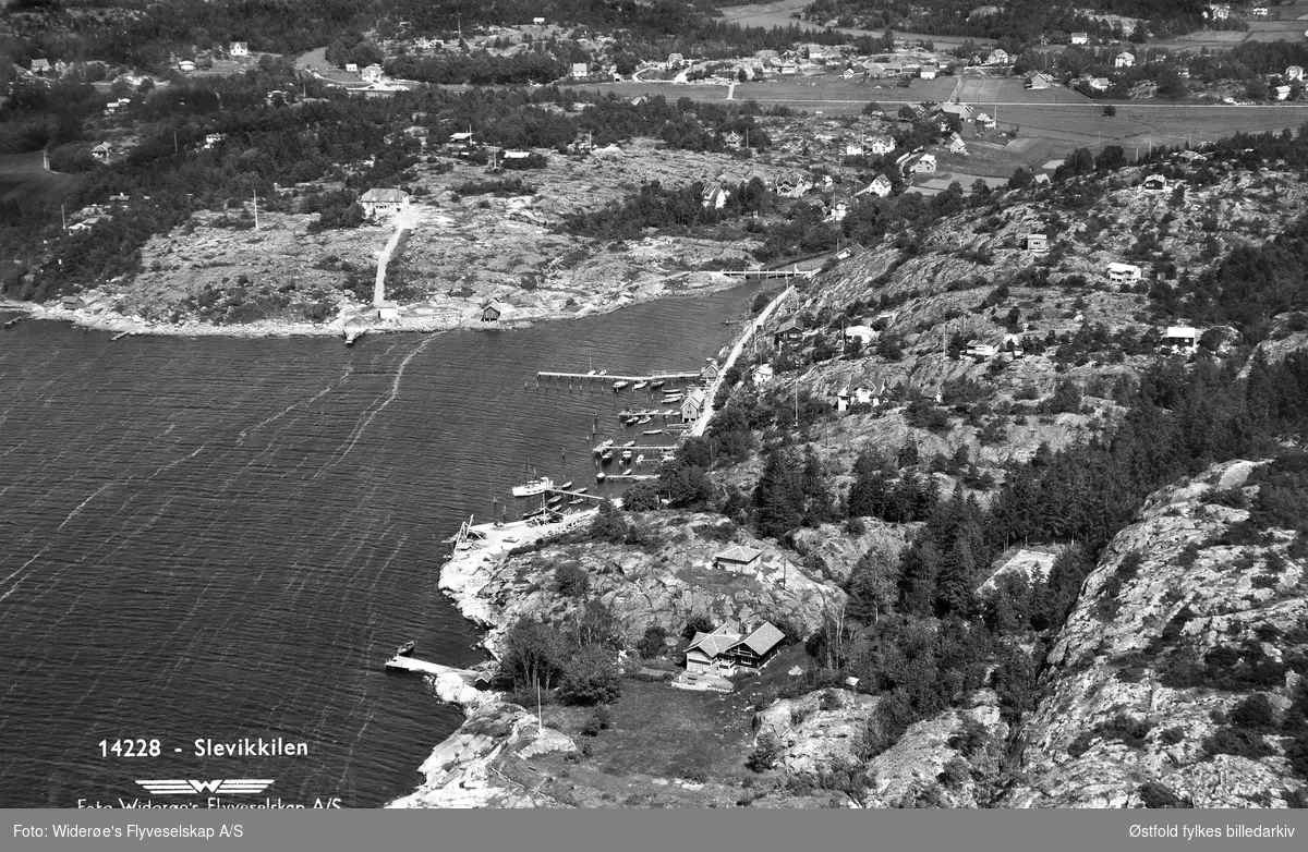Flyfoto av Slevikkilen i Onsøy ved Fredrikstad.