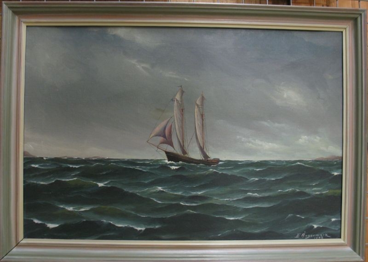 Tavla. ''Galeasen Alexandra'' från stora Askerön Bohuslän.

Båten byggdes år 1865 på Orust. Den ägdes av Jacob Andersson, Ängermarks farfars bror. Den såldes på 1800-talet. Låg vrak i Arkösund sprängdes år 1967.