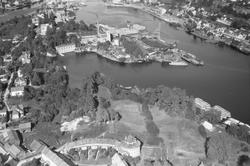 Ulike Widerø flyfoto fra Skien kommune, Sentrum