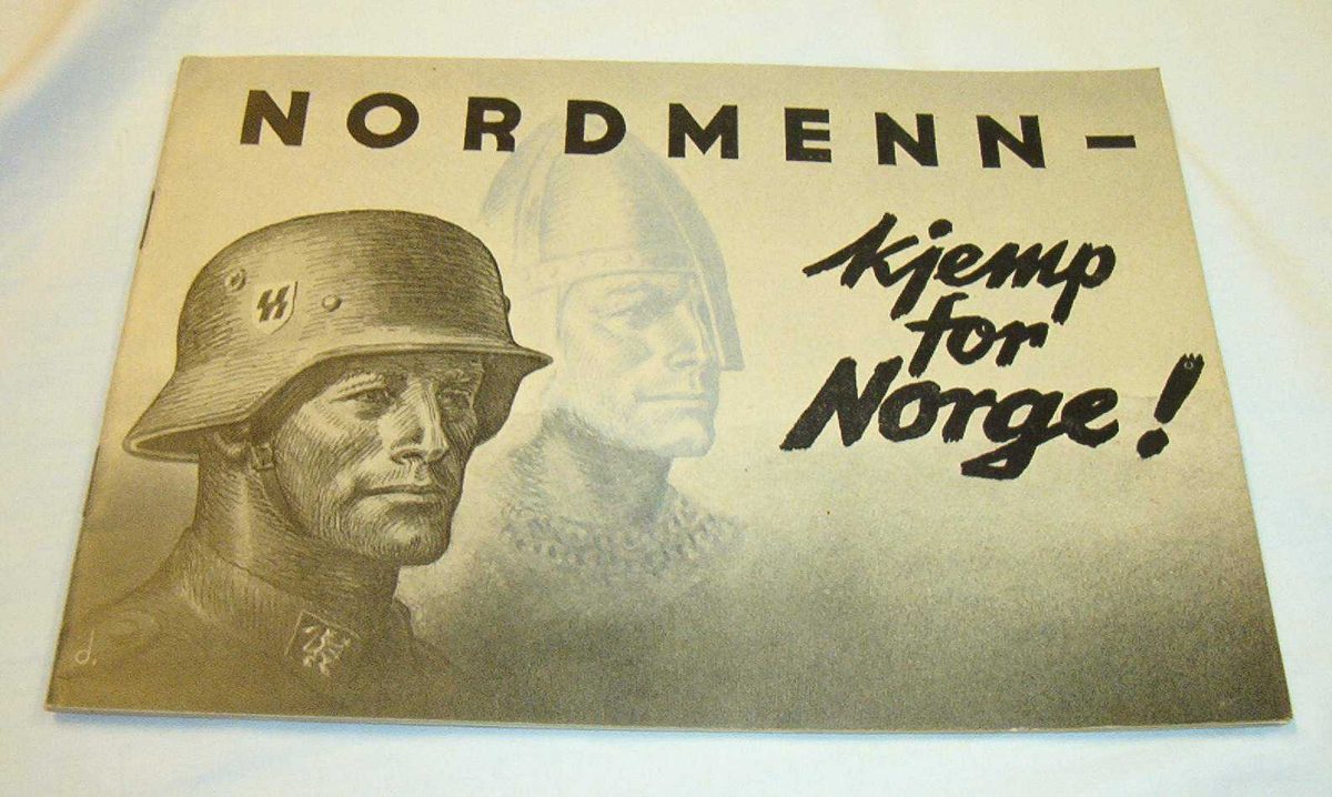 Illustrasjonen på forsiden viser en SS-soldat og en viking.
