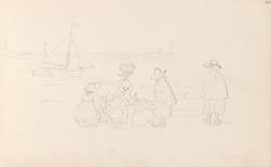 Figurer på stranden [Tegning]