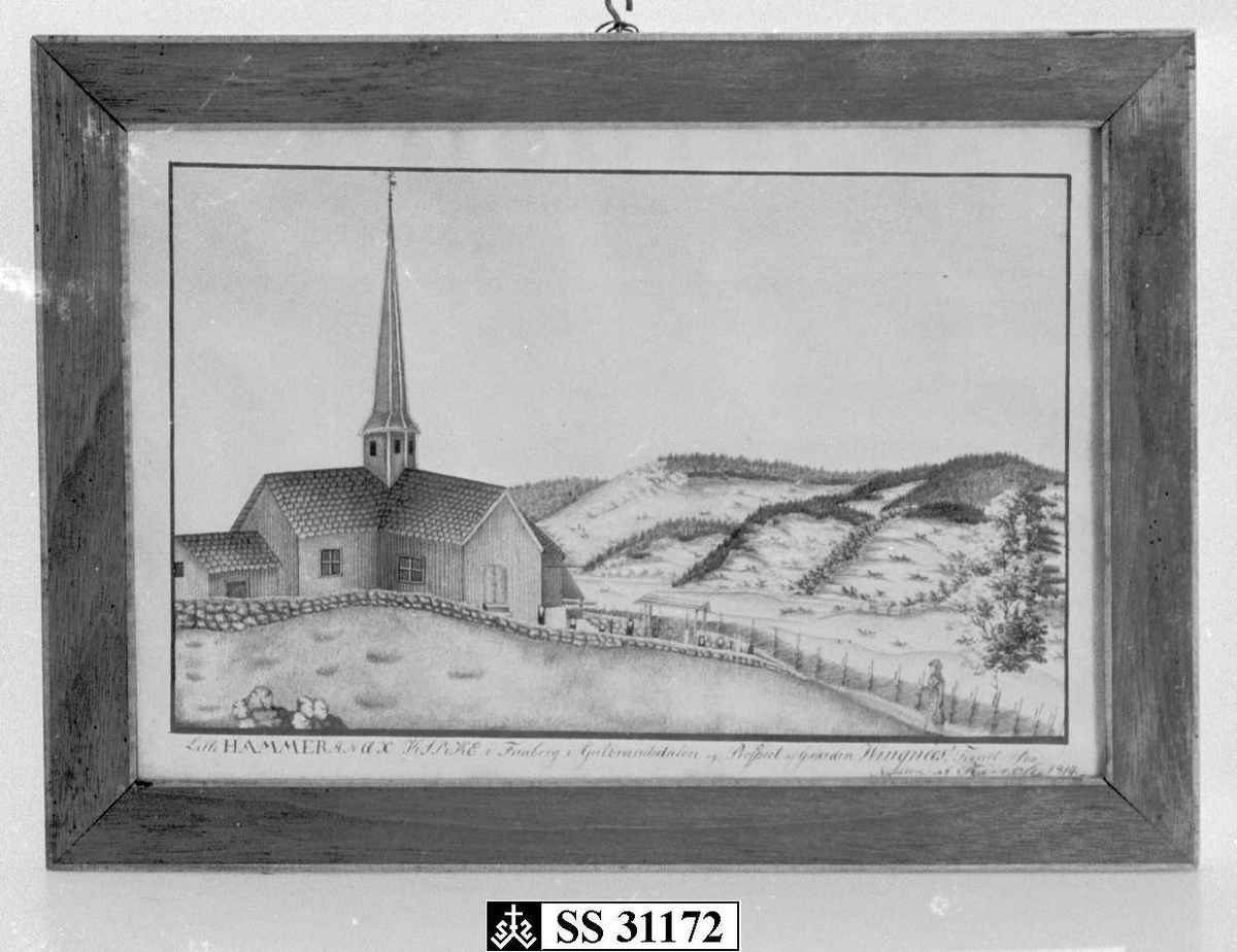 Gamle Lillehammer kirke og Vingnes i bakgrunnen.