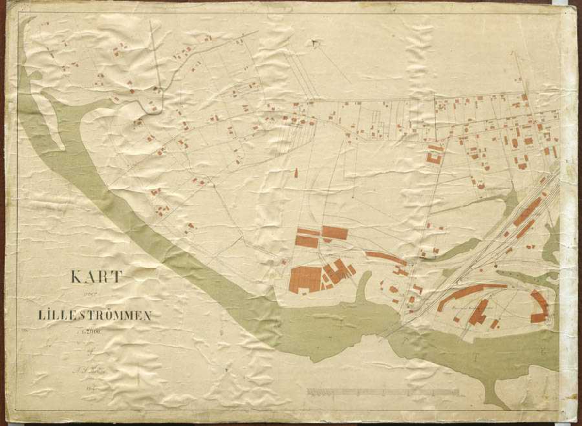 Avfotografering av kart over Lilletrøm anno ca. 1900. Forskjellige kartutsnitt. 