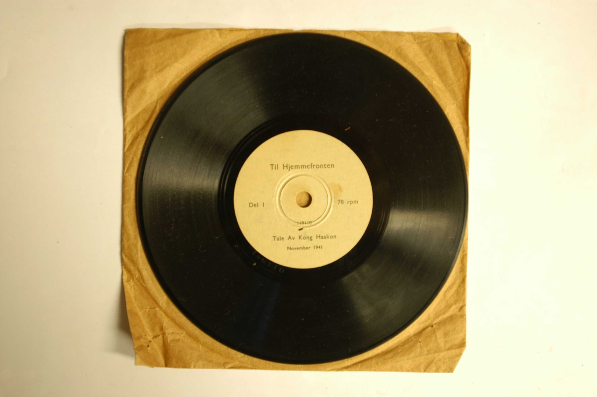 Tale av Kong Haakon, November 1941
"Til Hjemmefronten"
78 rpm
