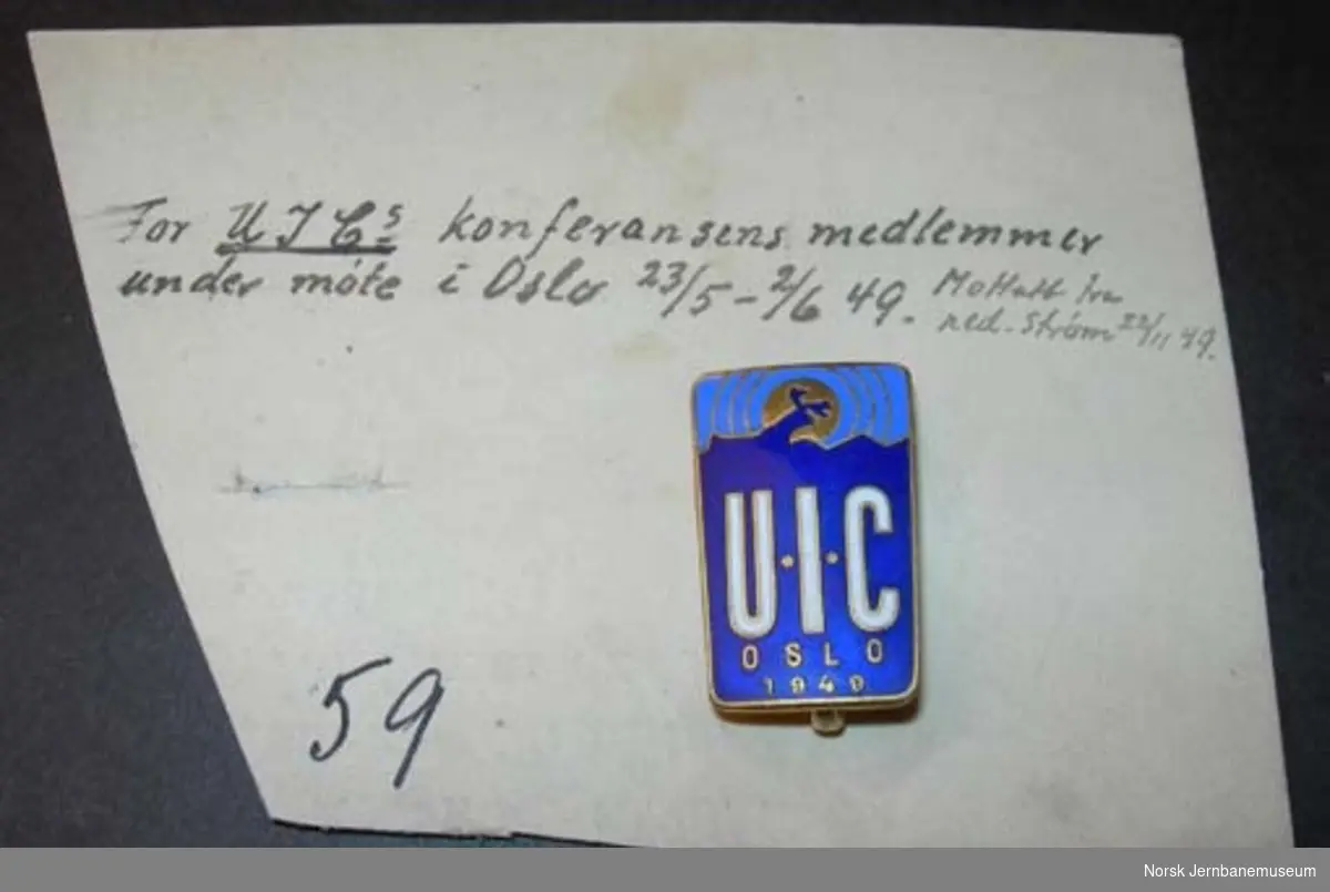 Møtemerke : for UIC-konferansen i Oslo 23.5.-2.6.1949