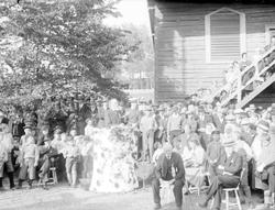 Avduking av Bjørnsonbauta på Aulestad.
Mann på talerstol.