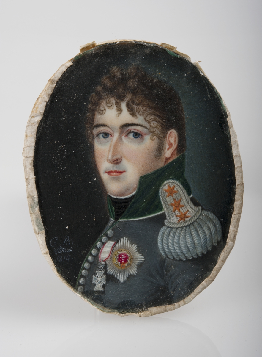 Brystportrett av Christian Frederik i regimentsuniform.